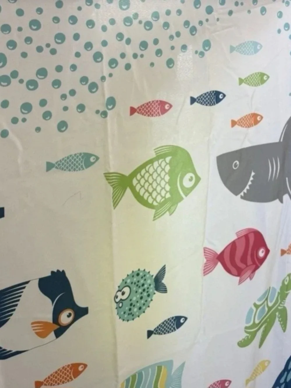 Whimsical Ocean Animals Fabric Shower Curtain in Wht/Multicolor-NWOT- 72